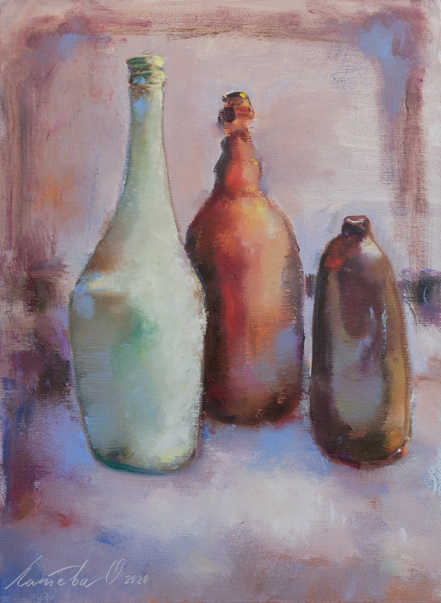Oil Painting , Still Life With Bottles By Olha Laptieva, 12 X 16, Artwork For Sale On Artfinder