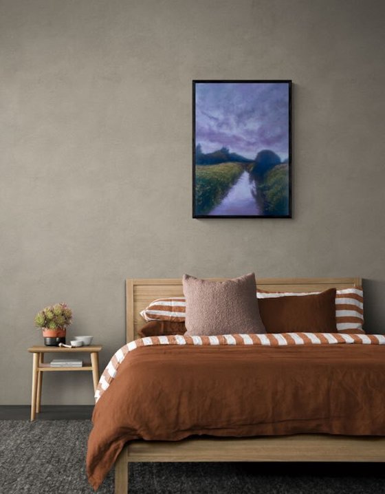 'Red River Dusk' Landscape Oil Painting
