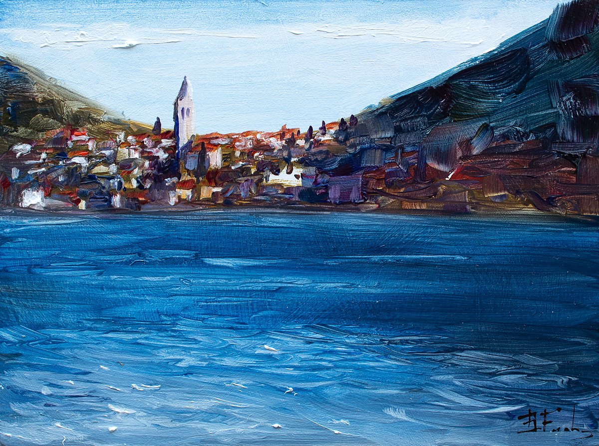 Adriatic Village Plein Air painting by Bozhena Fuchs