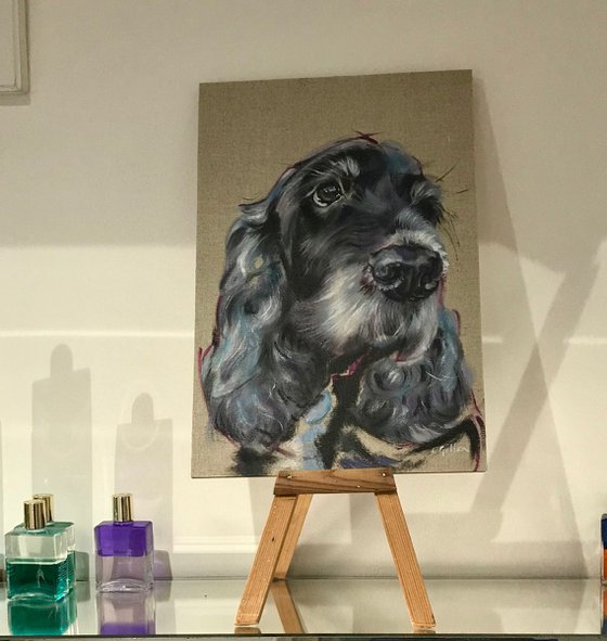 Blue - Cocker Spaniel original oil painting 12x8"