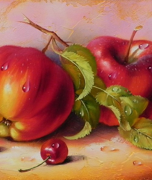 "Fruits" Original still life Oil Small bright kitchen decor 2022 by Tetiana Novikova