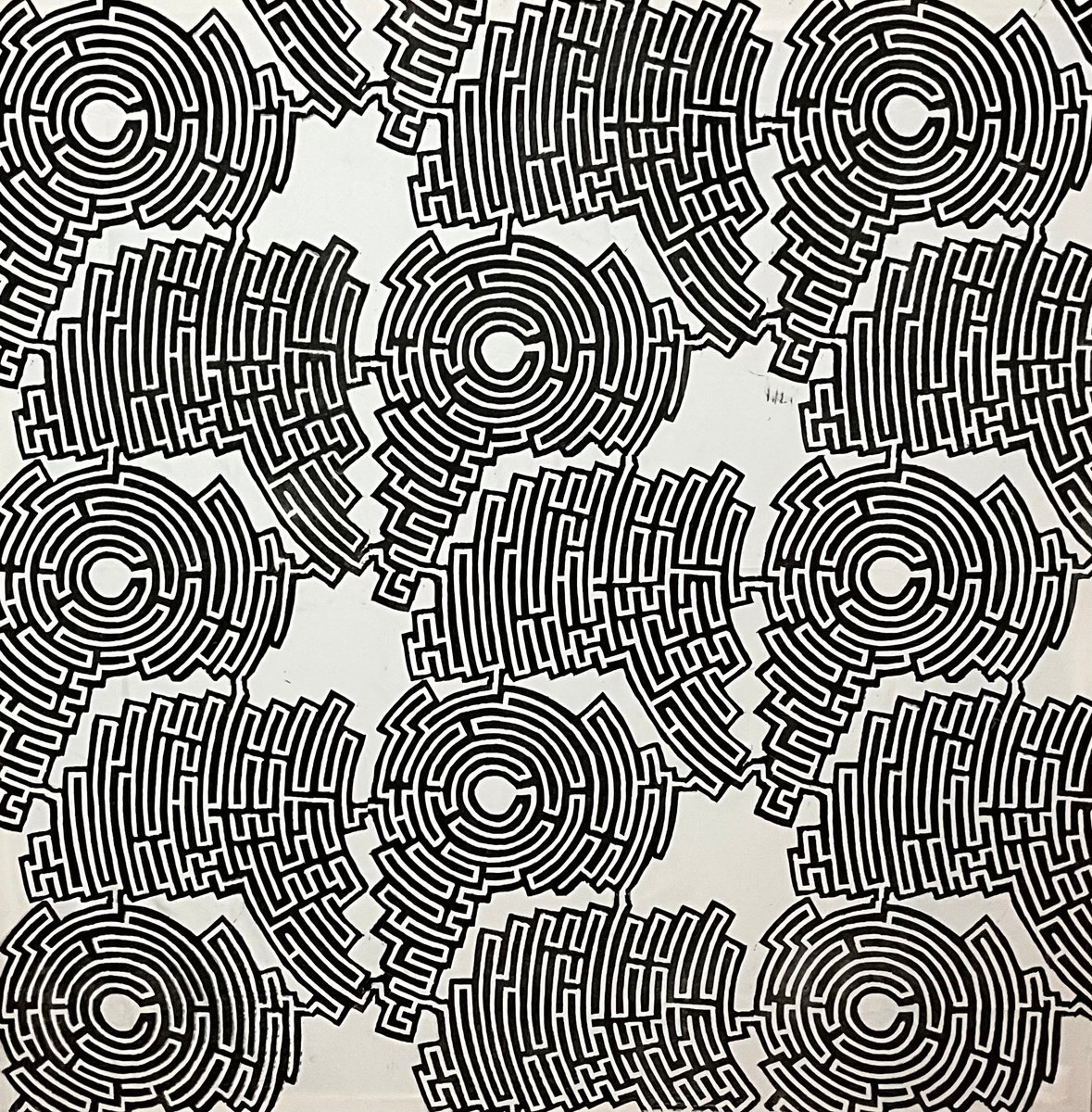 Geometric Linocut , Labyrinth #3 By Michael E. Voss, 45 X 45, Artwork For Sale On Artfinder