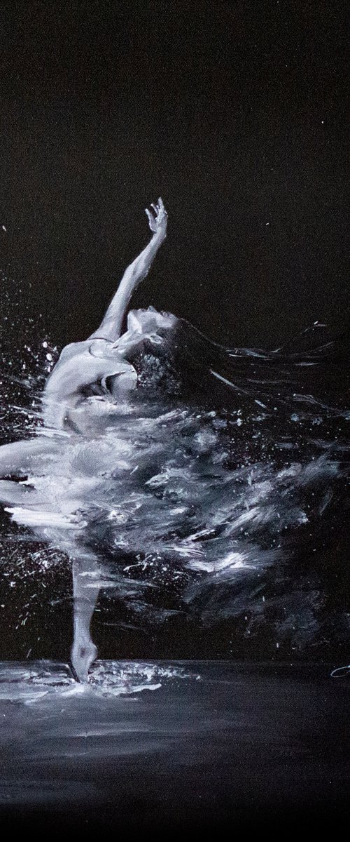 ''Energy''.''BLACK AND WHITE''OIL PAINTING by Tetiana Tiplova