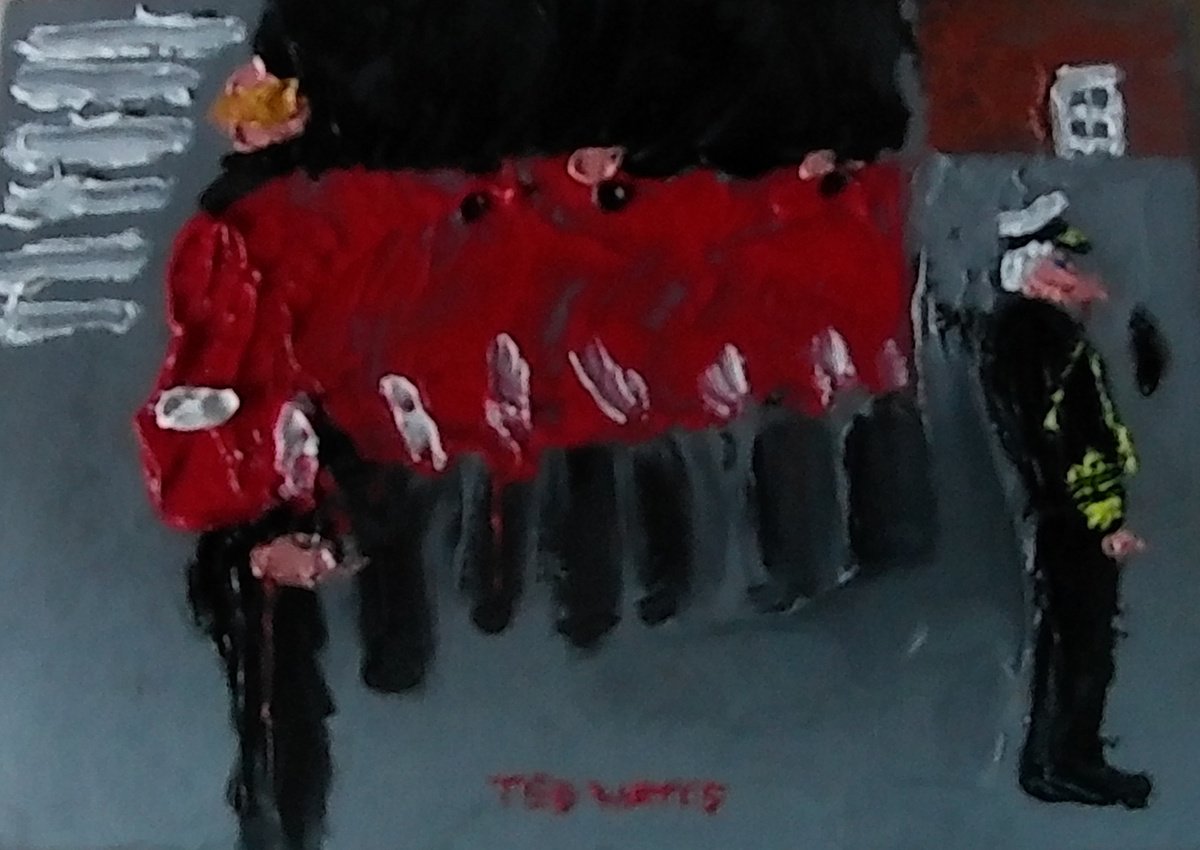 Naive Portrait Oil Painting By Ted Wates, 7 X 5", King