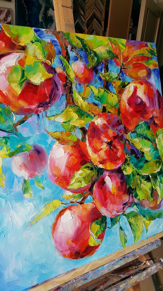 Apples painting still life with red apples