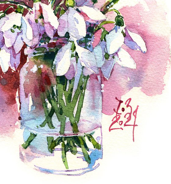 "Snowdrops" - watercolor sketch