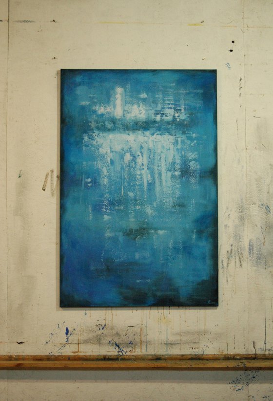 "Reflections At Dusk". Large abstract painting. 120 x 80 cm.