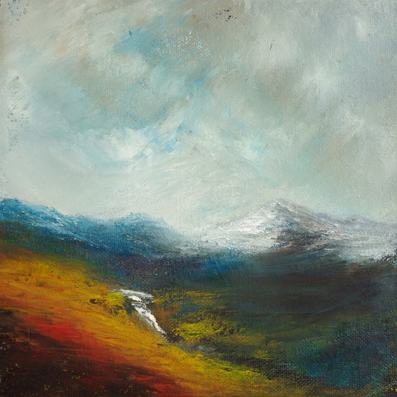 Eas òir, an impressionistic waterfall of Scotland in winter