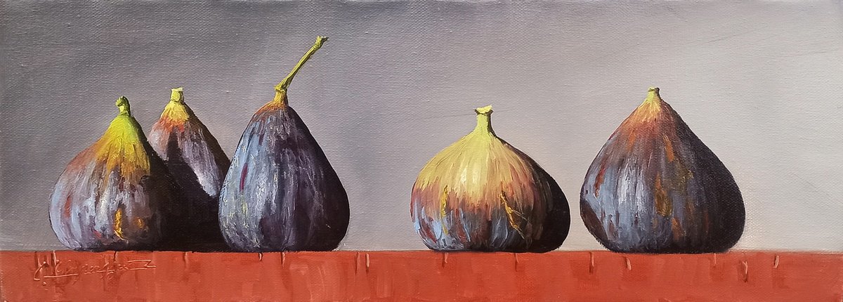 Photorealistic Still Life Oil Painting By Arayik Muradyan, 22 X 8, Quintet Of Elegance, Original Artwork