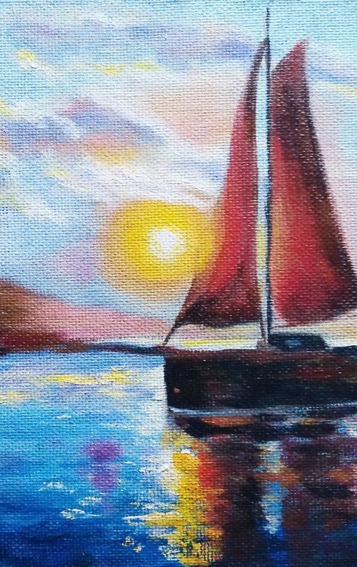 Sailing at sunset by Liubov Samoilova