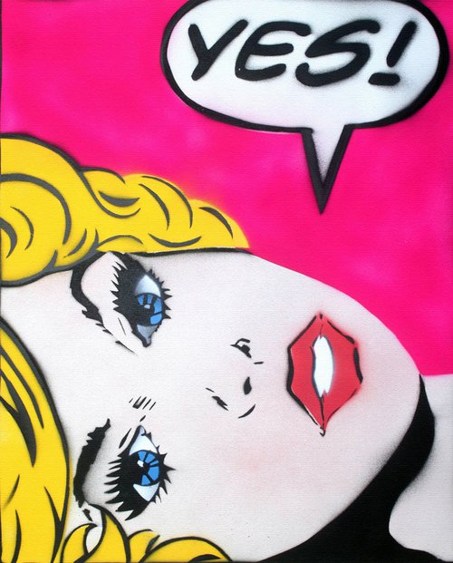"YES!" (Horrid pink!) (On gorgeous watercolour paper) by Juan Sly