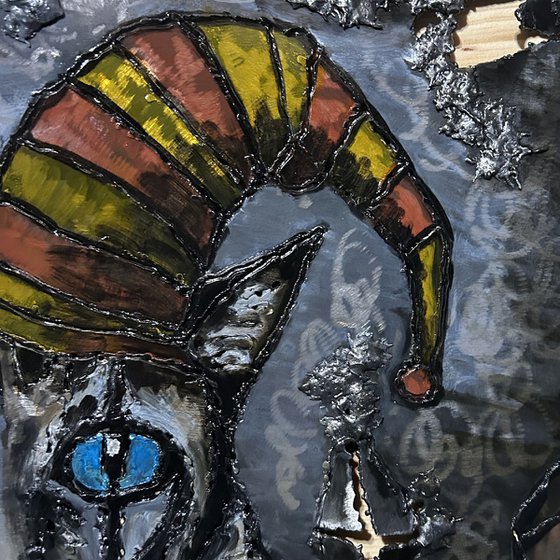 Wall sculpture - Cat Harlequin