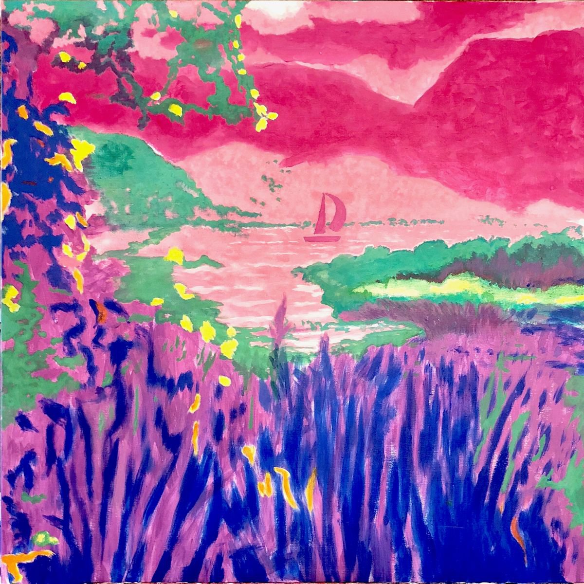 Expressive Landscape Painting By Susan Stewart, 28 X 28", "Spring", Original Artwork