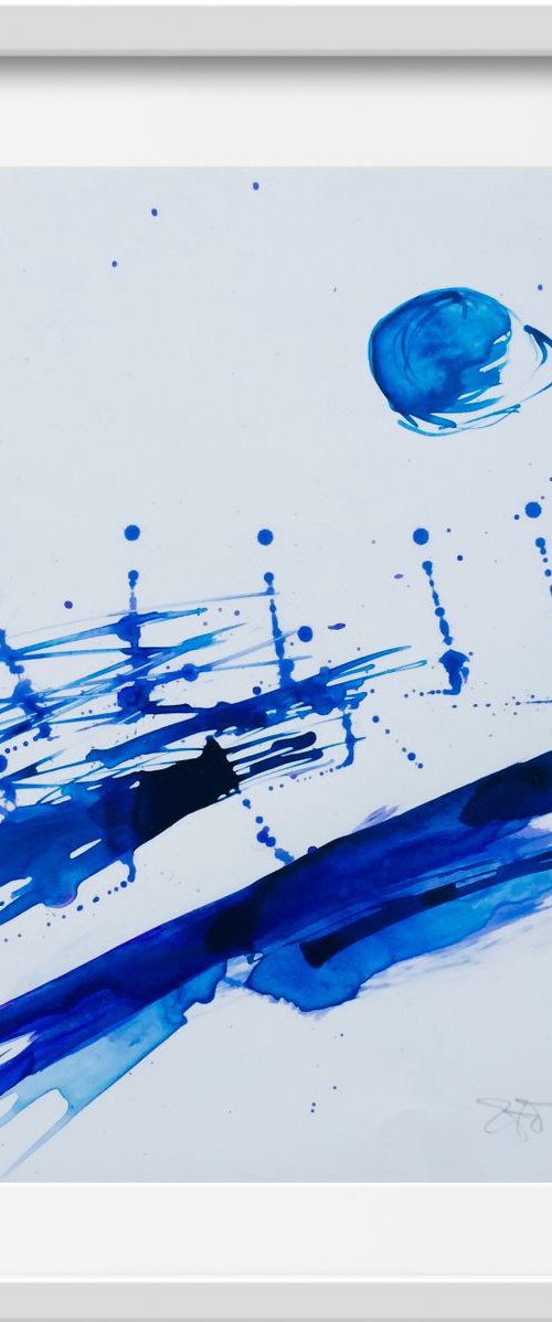Moon, Waves and Sea I Watercolor by Gesa Reuter