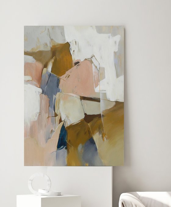 "Melody 5" Abstract pink brown acrylic art