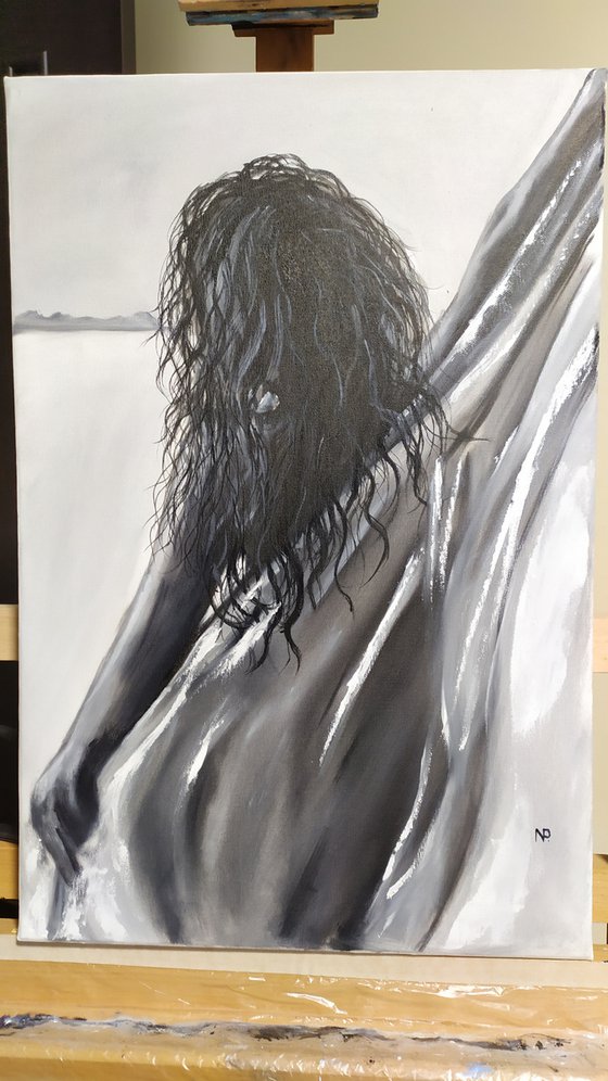 I can...nude erotic gestural girl oil painting, gift, art for home