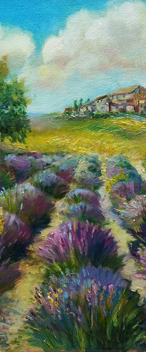 Lavender Field Oil Painting by Ann Krasikova