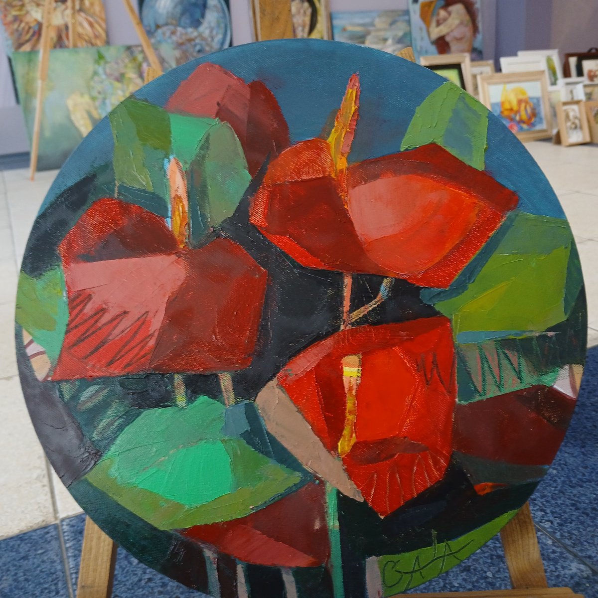 Expressive Oil Painting , Bright Flowers- Triptych By Galya Koleva, 24 X 8, Artwork For Sale On Artfinder