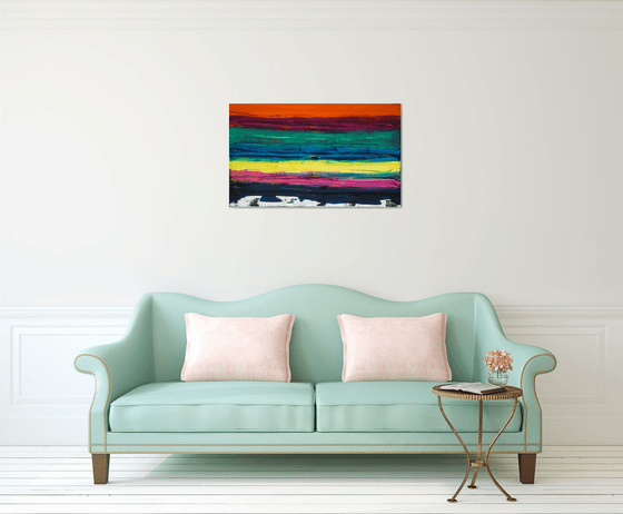 "Balance" multicolor expressionist painting, 100x60 cm