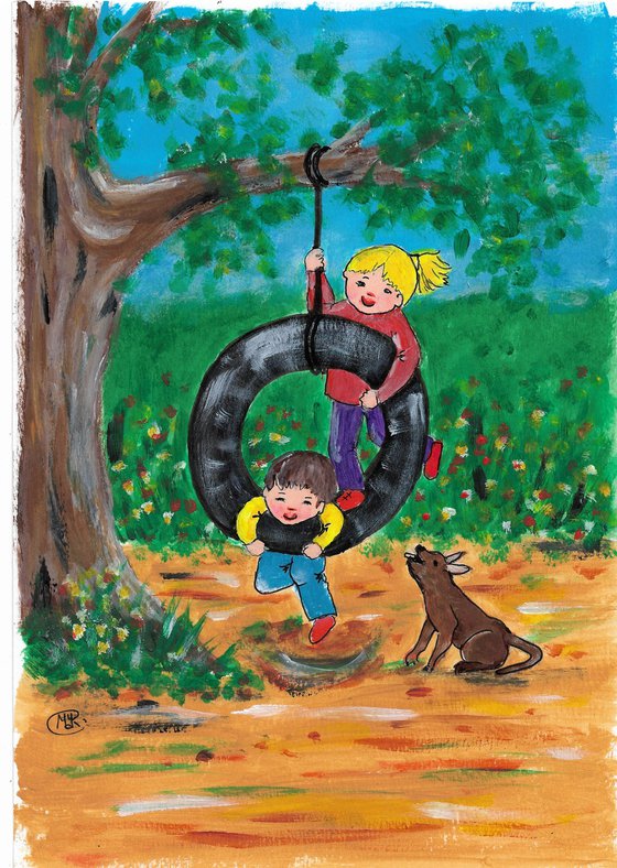 Children and Tire Swing