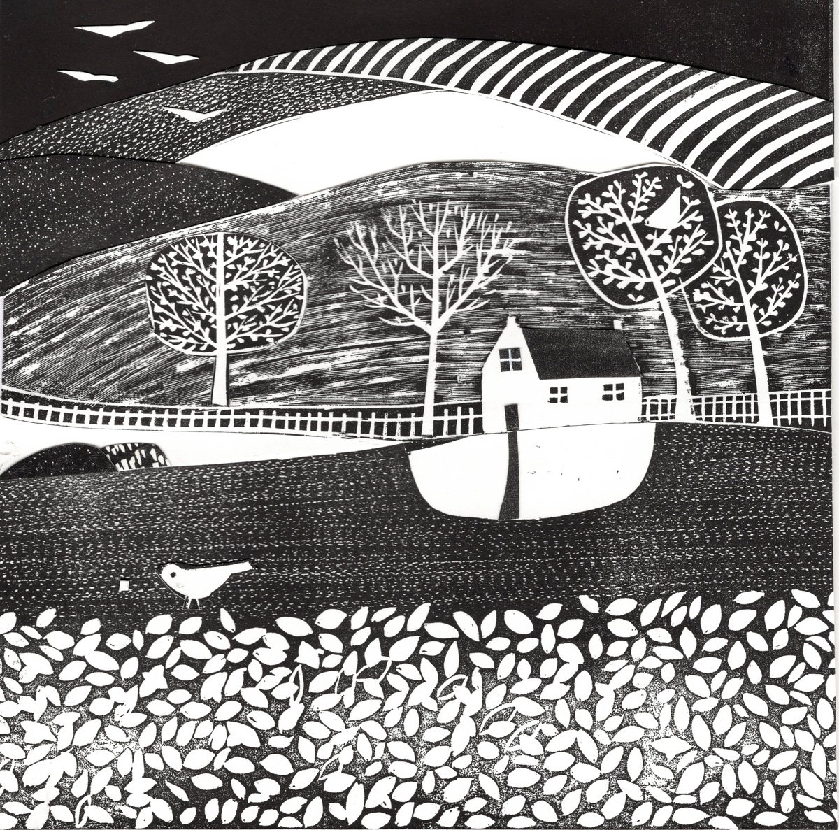 Graphic Landscape Collage By Layla Khani (Aka Laylart), 12 X 12", 