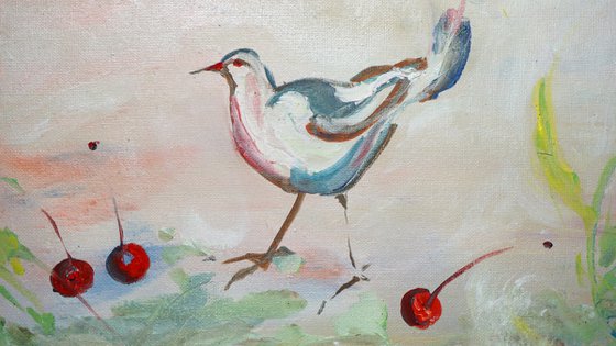 Bluebird with Cherries