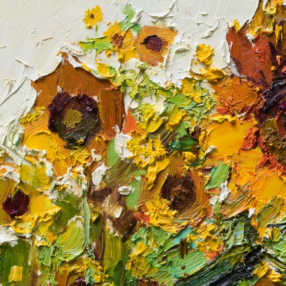 Sunflowers  Impasto Oil painting