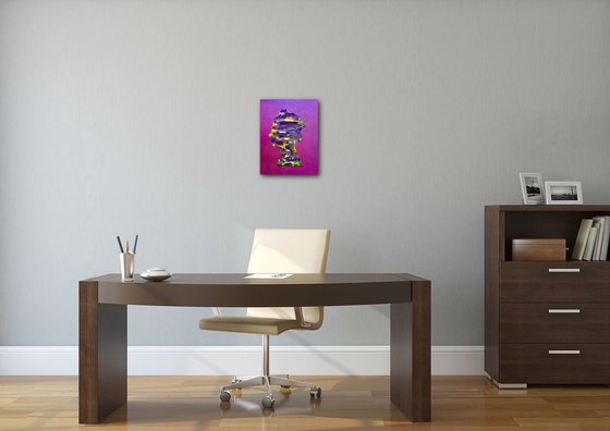 Queen #10 modern office home decor acrylic painting Queen Elizabeth portrait on purple metallic present idea pop art urban gift idea