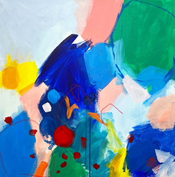 Green, blue and crimson red