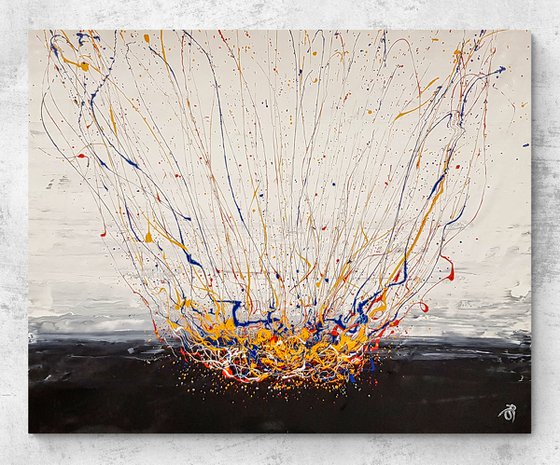 Sprucigi N-34 (H)129x(W)158 cm. Colorful Splash Abstract Painting