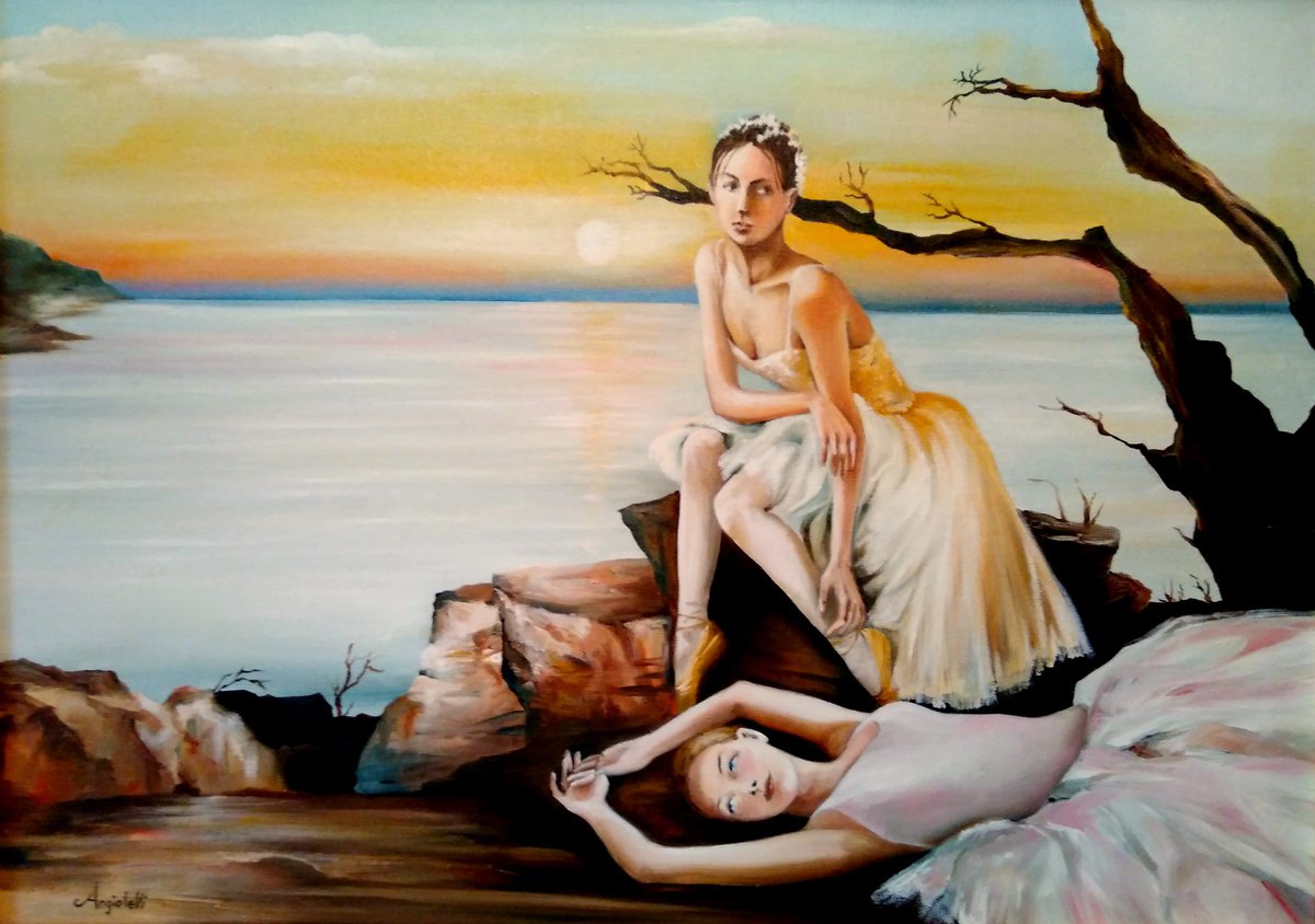 Photorealistic Portrait Oil Painting By Anna Rita Angiolelli, 28 X 20, Intermezzo, Original Artwork