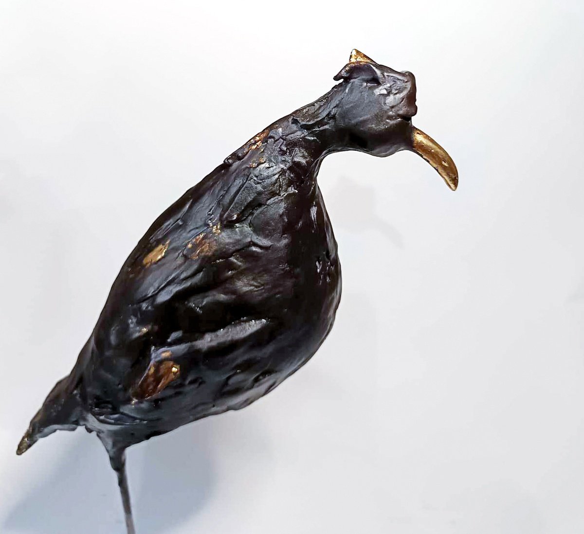 Expressive Animal Sculpture By Lionel Le Jeune, 8 X 14", Bird, Original Artwork