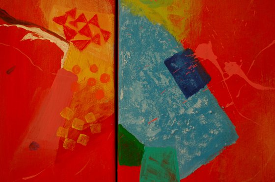 "Elements Of Life IV". Triptych abstraction.