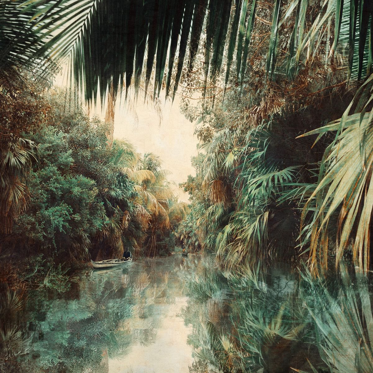 Impressionistic Landscape Photograph By Nadia Attura, 20 X 20", Backwaters Jungle, Original Artwork