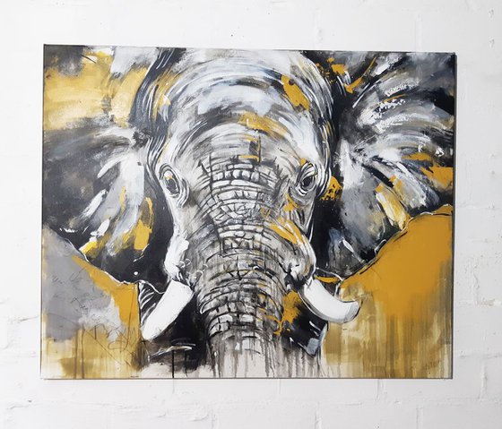 ELEPHANT #7 - Close up - Large Painting