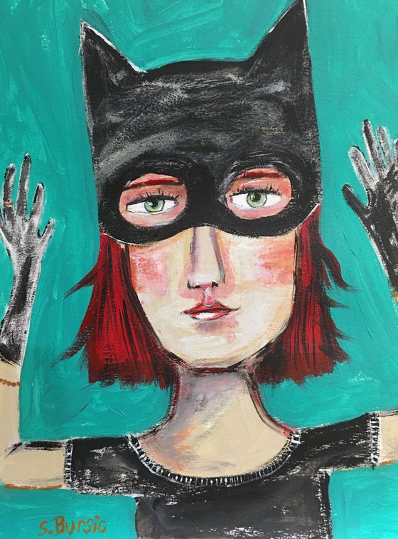 Cat Woman Quirky Fun Art, made to make you laugh