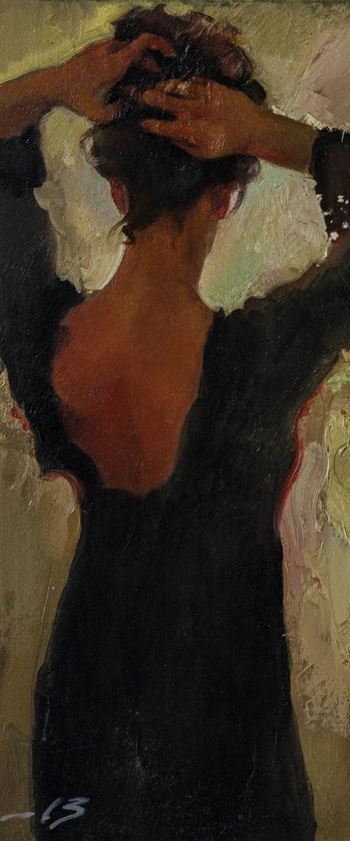 Girl Arranging Her Hair by Sergei Yatsenko