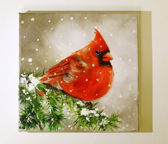 Christmas cardinal painting