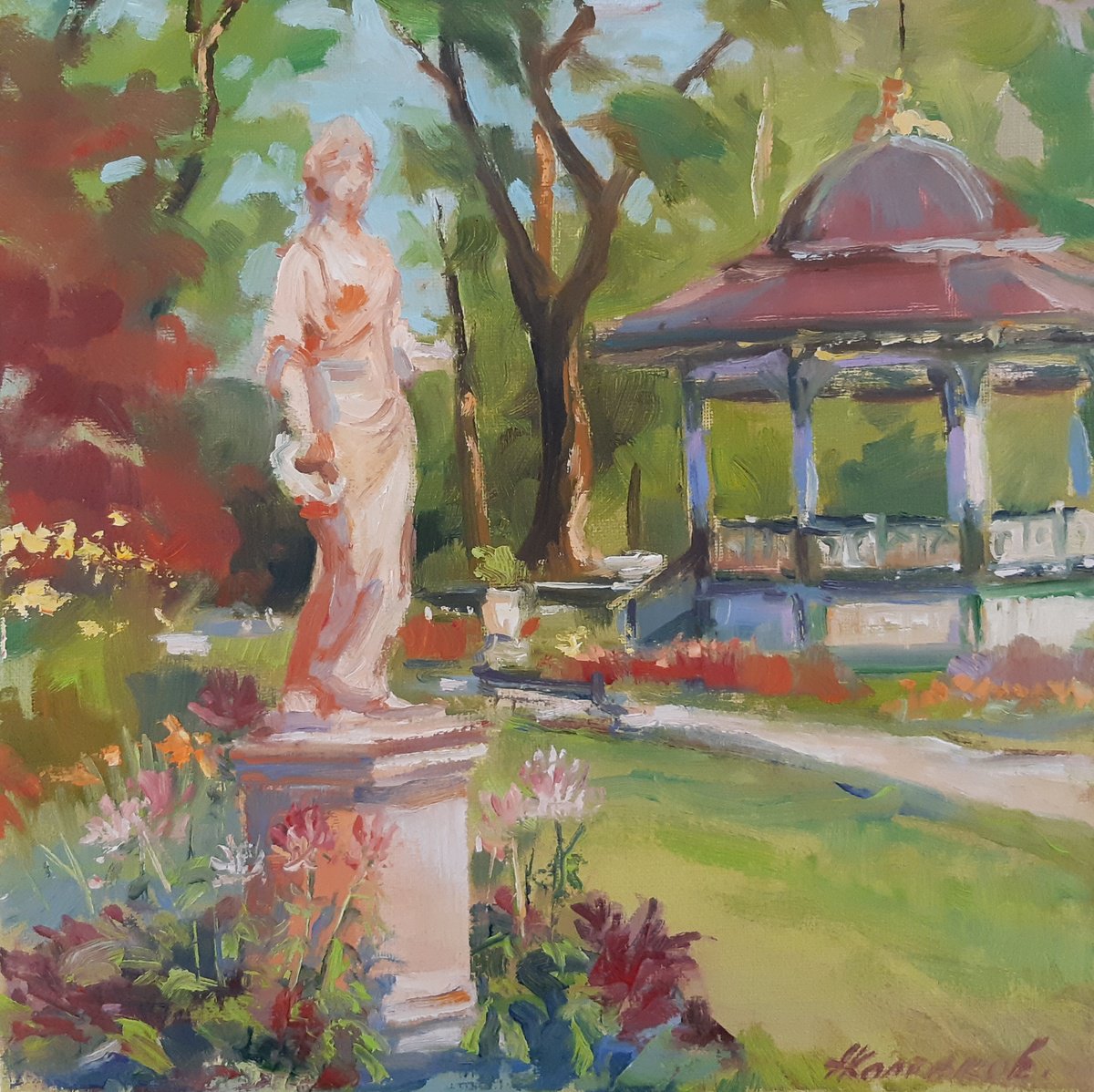 Public Gardens, Pleinair By Alexander Koltakov, 12 X 12, Artwork For Sale On Artfinder