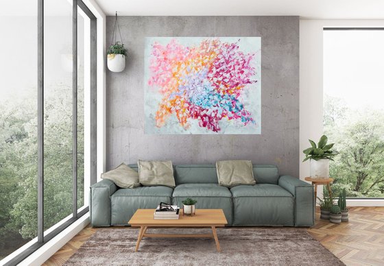 Frozen in time 2 - XL colorful floral abstract painting