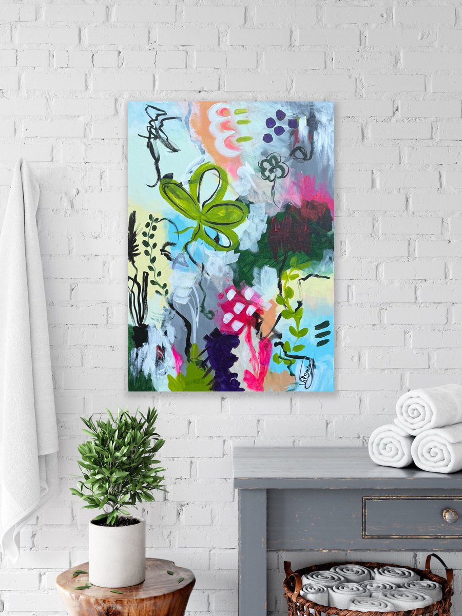 Organic Abstract Acrylic Painting By Veronica Vilsan, 20 X 28", Balance 5, Original Artwork