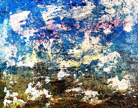 Senza Titolo 182 - old landscape picture - abstract landscape - ready to hang - 111 x 84 x 3 cm - acrylic painting on stretched canvas