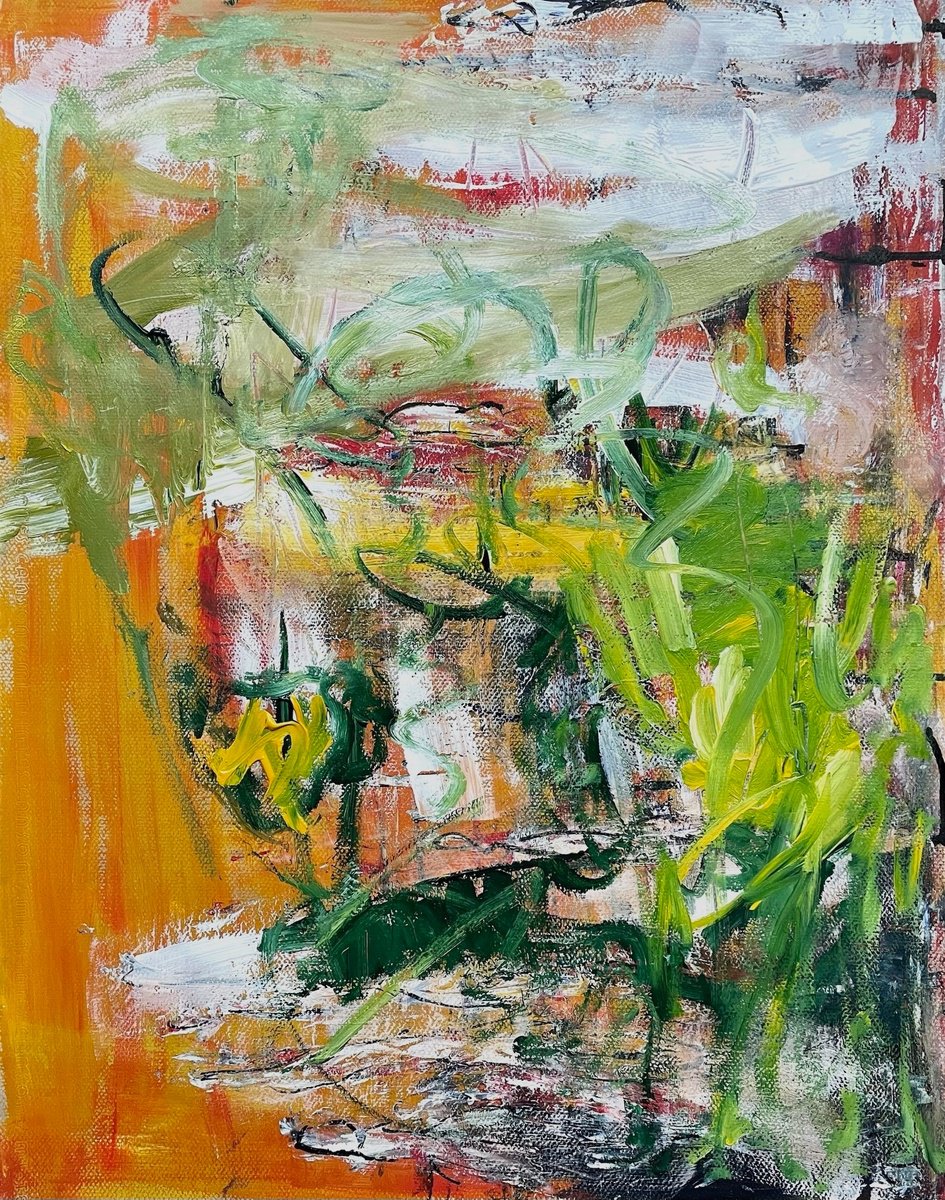 Expressive Abstract Acrylic Painting By Christel Haag, 20 X 25, The Call, Original Artwork