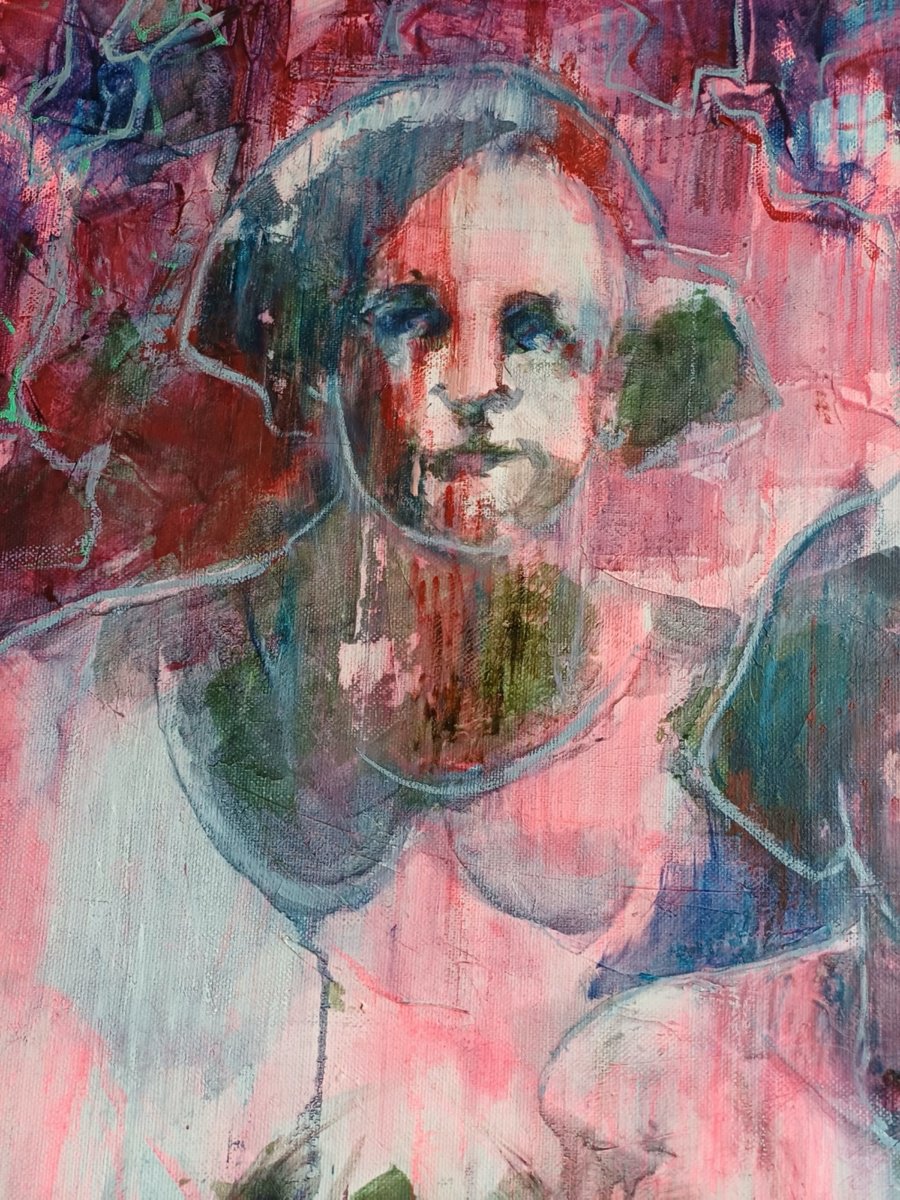 Impressionistic Portrait Oil Painting By Sylvaine Catoire, 28 X 39", Famille 1, Original Artwork