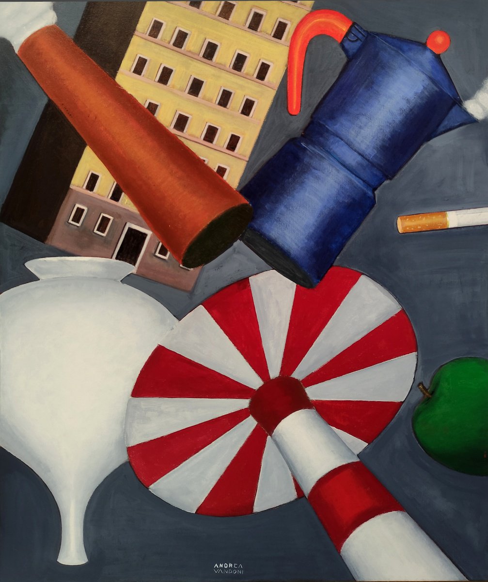 Impressionistic Still Life Acrylic Painting By Andrea Vandoni, 24 X 29, Elements 3, Original Artwork