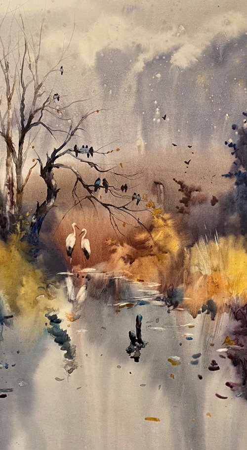 Sold Watercolor “Autumn is leaving” perfect gift by Iulia Carchelan