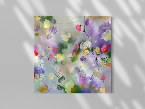 Flowers «Komorebi IV » 23,6 x 23,6 x 0,8 inches by Anastassia Skopp