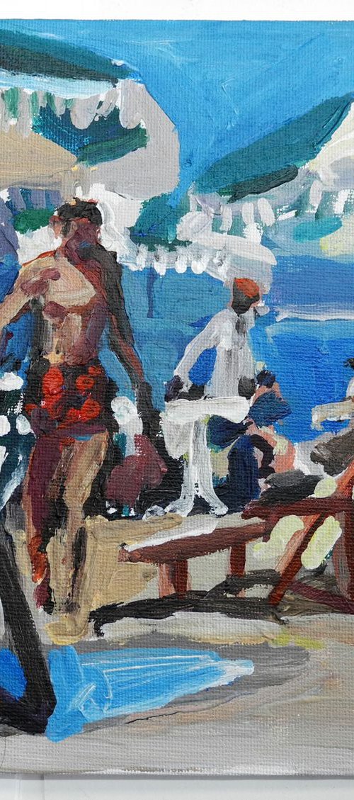 Beach scene ( getting out of the water) by Stephen Abela