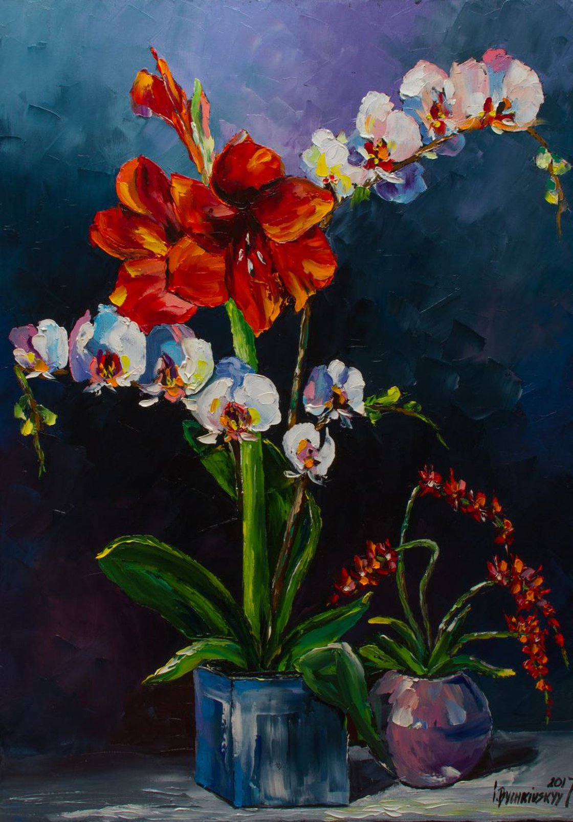 Illustration Orchid Oil Painting