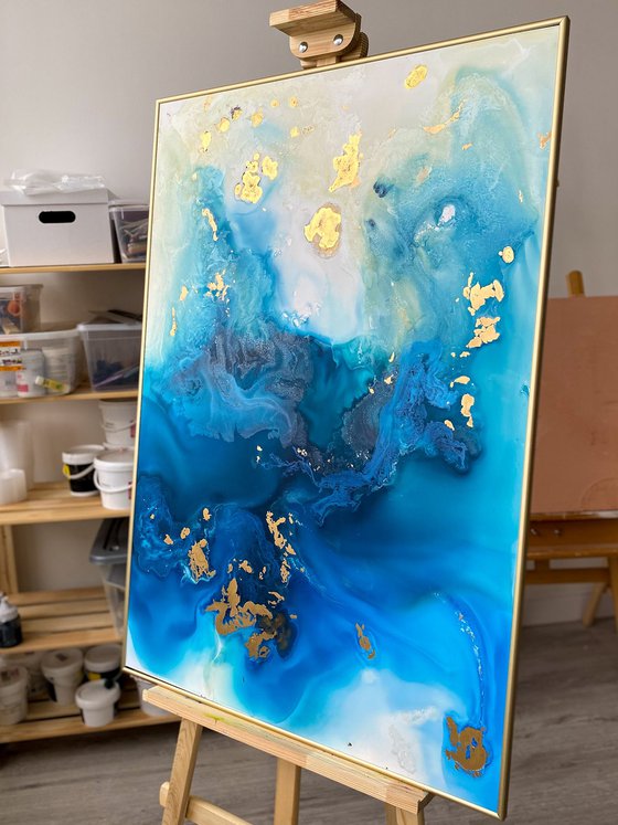 Abstract Ocean Gold 70x100